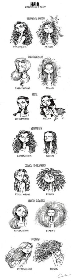 Hair C Cassandra, Curly Hair Problems, Expectation Vs Reality, Complicated Relationship, Hair Problems, Art Tutorial, 그림 그리기, Art Sketchbook, Figure Drawing