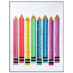 colorful pencils are lined up in a row