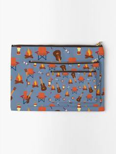 "Love Camping Outside" Zipper Pouch by SandraHutter | Redbubble Shirt Pillow, Surface Pattern Design, Leggings Shop, Surface Pattern, Background Patterns, Lightweight Hoodie