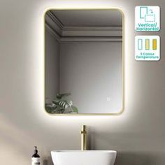 Olivia Brushed Brass Backlit llluminated LED Mirror 800x600mm Walk In Shower Enclosures, Modern Basin, Freestanding Bath Taps, Black Mirror Frame, Plumbing Accessories, Horizontal Radiators, Vertical Radiators, Cloakroom Basin, Modern Room Decor