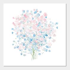 light pink and blue baby breath bouquet -- Choose from our vast selection of art prints and posters to match with your desired size to make the perfect print or poster. Pick your favorite: Movies, TV Shows, Art, and so much more! Available in mini, small, medium, large, and extra-large depending on the design. For men, women, and children. Perfect for decoration. Pink And Blue Wall Art, Blue Baby Breath Bouquet, Blue Baby Breath, Blue Wall Prints, Baby Breath Bouquet, Room 101, Baby Breath, Dorm Room Inspiration, Shop Light