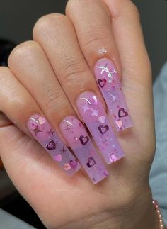 Unique Nail Inspo Acrylic, Bimbocore Nails, Pink Nails Y2k, Now Nails, Foot Files, Glass Nail, Her Nails, French Acrylic Nails