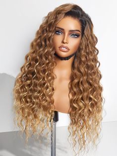 PRICES MAY VARY. Vibrant Sun-kissed Ombre Blonde: This wig features a stunning sun-kissed ombre blonde color that adds warmth and dimension to your hair, creating a vibrant and eye-catching look. Beautiful Water Wave Texture: The water wave texture of this wig adds volume, bounce, and natural movement to your hair, giving you a glamorous and effortless hairstyle. Glueless Install: Enjoy hassle-free wear with the glueless installation feature of this wig, ensuring a comfortable and secure fit wit Mix Blend Wig, Wigs Synthetic Hair, Best Blonde Curly Wig, Beauty Supply Store Wigs Hair, Trendy Human Hair Wigs, Wavy Day Wig, Over The Top Wigs, Beach Waves Wigs, Best Products For Wigs