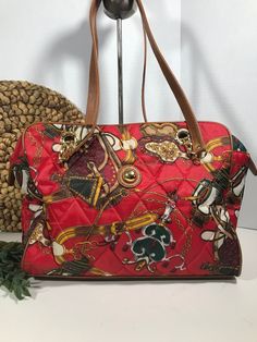 "Vintage Capezio travel bag, Capezio equestrian print red travel bag, Capezio nylong faux leather red horse bit travel bag tote purse. Height 11\" Width 13\" Depth 4\"" Red Horse, Horse Bits, Tote Purse, Travel Bag, Purses And Handbags, Equestrian, Shoulder Bags, Sell On Etsy, Faux Leather