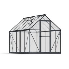 a small greenhouse with the door open