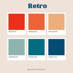 Retro logos Fun Retro Color Palette, Retro Pop Art Color Palette, Retro Colours Palette, Old School Color Palette, 70s Inspired Website Design, Retro Colour Scheme, Modern Retro Website Design, Retro Colors Palette