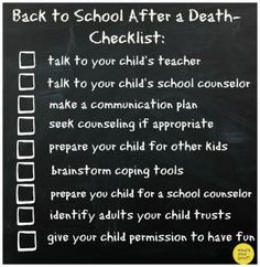 Back To School Checklist, School Checklist, Coping With Loss, Tips For Parents, Communications Plan, Parenting Classes, Going Through The Motions, Book Bags, School Community