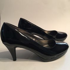 Bandolino Black Patent Shoes. Size 6 1/2, Platform, 3” Heel, Slightly Padded Footbed For Comfort, Never Worn, Good Condition, Without Box. Fitted Platform Court Shoes For Formal Occasions, Fitted Formal Court Shoes With Platform, Black Patent Shoes, Patent Shoes, Shoes Size 6, Shoes Color, Size 6, Women Shoes, Heels