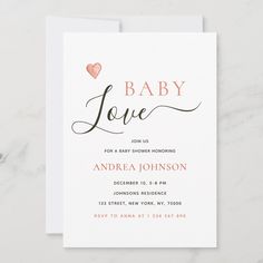 a baby shower card with the words baby love on it