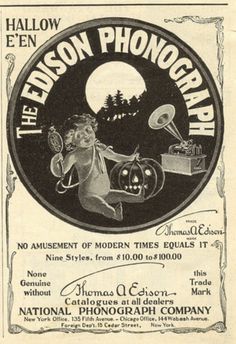 an old advertisement for the hudson phonographal, featuring a woman with a pumpkin in her hand