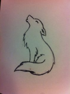 a drawing of a fox sitting on the ground