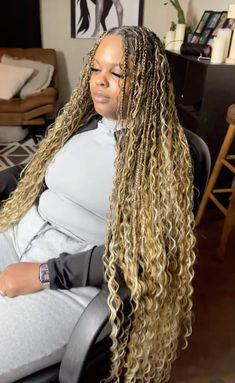 27 Braids Black Women, Blonde Boho Braids Black Women, Blk Hairstyles, Expression Braiding Hair, 3 Braids, Latest Hair Braids, Air Style, Boho Knotless, Summer Braids