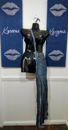 This is a one-of-a-kind long Fringe denim Krossbody. It is very stylish and machine washable. Trim the length to safely wear to your height. Fitted Medium Wash Upcycled Jeans, Fitted Upcycled Jeans In Recycled Denim, Upcycled Fitted Jeans In Recycled Denim, Reworked Fitted Jeans In Recycled Denim, Long Fringes, Trim, Art Collection, Beauty Book, Bathing Beauties