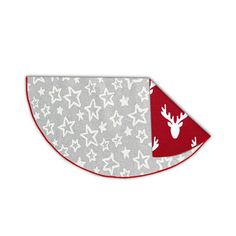 a white and red patch with deer on it