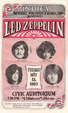 an old concert poster for led zepplin