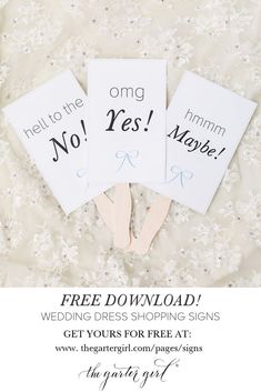 wedding dress shopping signs with free printables for the bride and groom to use