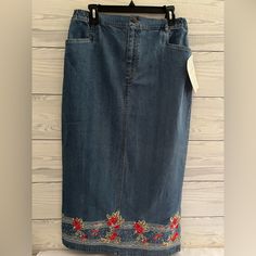 Nwt Maxi Skirt Size Large Wear Casual With Sandals Or With Boots Please See All Photos W13 Casual Embroidered Fitted Skirt, Casual Fitted Embroidered Skirt, Casual Embroidered Denim Skirt, Womens Long Skirt, Cotton Maxi Skirts, Jean Shirt, Wrap Maxi Skirt, Womens Maxi Skirts, Floral Maxi Skirt