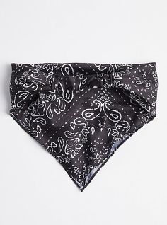 FIT 10” wide x 10. 5” long. MATERIALS + CARE Man-made materials. 100% cotton. Machine wash cold. Dry low. Imported. . DETAILS Paisley print. The best plus size women's bandana - cotton black scarves in multi. Rock your look from Torrid to Festivals like Coachella and Lollapalooza, a concert, a show, or just for fun! Summer Cotton Bandana With Paisley Print, Summer Paisley Print Bandana, Summer Cotton Patterned Bandana, Black Bandana For Summer Beach, Black Bandana For Summer Beach Outings, Black Bandana For Beach And Summer, Casual Cotton Bandana With Pattern, Casual Cotton Patterned Bandana, Casual Bandeau Bandana