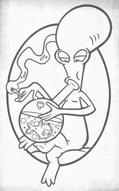 an image of a cartoon character holding a plate with food in his hand and looking at it