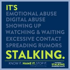 a poster with the words stalking on it