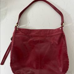 Hobo Red Purse, Great Size, Comfortable, Spacious Inside Red Hobo Bag With Double Handle, Red Rectangular Hobo Bag With Gold-tone Hardware, Red Hobo Bag With Double Leather Handles, Red Hobo Bag With Leather Handles, Red Hobo Shoulder Bag With Leather Handles, Red Hobo Bag With Leather Handles For Errands, Red Leather Pouch Hobo Bag, Red Double Handle Hobo Bag With Leather Handles, Everyday Red Soft Leather Hobo Bag