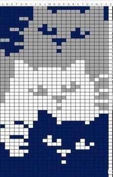 a cross stitch pattern with an image of a white dog in the sky and clouds