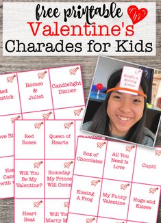 valentine's day printables for kids with the text free printable valentine's charies for kids