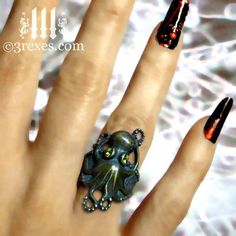 3 Rexes Jewelry - Octopus Dream Ring Gothic Dark Brass (http://www.3rexes.com/octopus-dream-ring-gothic-dark-brass/) #octopus Magical Eyes, Fairytale Ring, Octopus Jewelry, Octopus Ring, Octopus Art, Affordable Jewelry, Dream Ring, Gothic Jewelry, All That Glitters