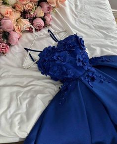 Christmas Party Outfits Classy, Classy Mini Dresses, Too Cute To Handle, Flower Party Dress, Royal Blue Flowers, Gowns Dresses Elegant, Aesthetic Dress, Tulle Skirts, Royal Dresses