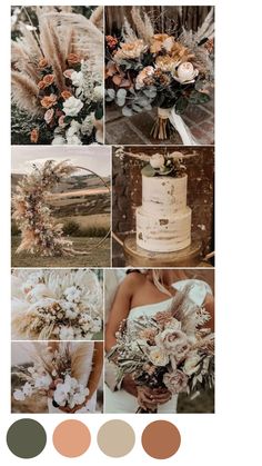 a collage of different wedding colors and flowers