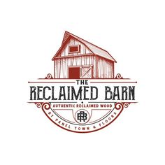 the reclaimed barn logo is shown in red and white, with an image of a barn on