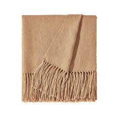 a tan blanket with fringes on it