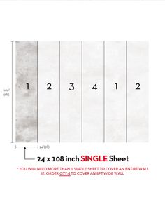 an image of a single sheet with measurements for the size and width of each sheet