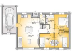 the floor plan for a two bedroom apartment with an attached garage and separate living area