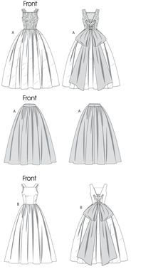 four different styles of dresses with bows