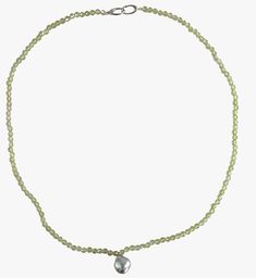 10.0-10.5mm Blue Baroque Akoya Pearl and Peridot Necklace - Marina Korneev Pearls Pearl And Peridot, Peridot Necklace, Elegant Necklace, Akoya Pearls, Elegant Necklaces, Necklace Sterling Silver, Rhodium Plated, Green Color, Natural Light