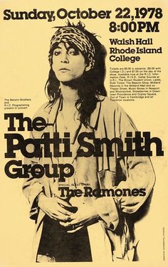 the poster for rock'n'roll group featuring patti smith