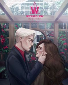 an image of a man and woman in the middle of a greenhouse with red flowers