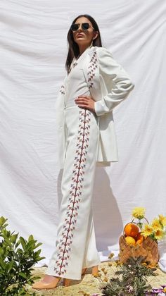 All Handmade Hand-Embroidered Palestinian Designs | Deerah – Page 2 Women Pant Suit, Bridal Pantsuit, Alternative Dress, Dinner Wear, Straight Cut Pants, Satin Set, Bridal Jumpsuit, Embroidered Pants, Pantsuits For Women