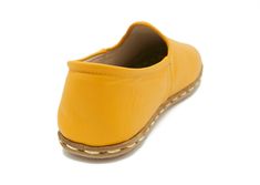 Yellow Round Toe Slip-ons, Yellow Flats With Leather Sole And Round Toe, Yellow Round Toe Flats With Leather Sole, Yellow Moccasins With Rubber Sole And Round Toe, Yellow Round Toe Moccasins With Rubber Sole, Yellow Slip-on Moccasins With Rubber Sole, Yellow Leather Slip-ons, Yellow Leather Slip-ons With Round Toe, Yellow Leather Flats