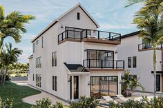 this is an artist's rendering of a two story house with balconies