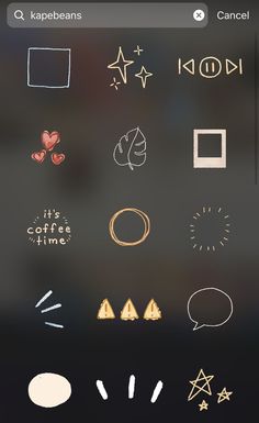 an iphone screen with various stickers on it