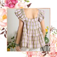 The most precious babydoll top! Cute Cotton Blouse With Flutter Sleeves, Cute Ruffle Sleeve Tops For Day Out, Cute Ruffle Sleeve Top With Ruffle Hem, Casual Pink Tiered Top, Tiered Pink Tops For Spring, Feminine Tiered Tops For Day Out, Cute Cotton Ruffle Top, Cute Ruffled Tops For Day Out, Cute Ruffle Sleeve Top With Ruffles