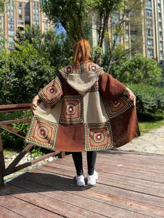 Granny Square Coat, Oversize Cardigan, Sweater for Women, Crochet Jacket, Hippie Cardigan, Knit Loose Coat, Long Wool Cardigan - Etsy Crochet Granny Square Coat, Hippie Cardigan, Loose Coats, Oversized Cardigan, Crochet Jacket, Style Expert, Long Coat, Cardigans For Women, Granny Square