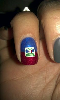 March 2012 - This is the nail version of the Haitian flag which I wore for my trip to Haiti. I felt a little foolish when I was volunteering on a farm but it was fine in the end. May Nails, Colorful Nail Designs, Beautiful Nail Designs, I Feel Pretty, Art Trends