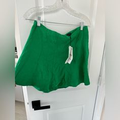 Brand New Green Zara Skirt In Large. Never Worn. Brand New With Tags Casual Green Mini-length Shorts, Green Flowy Skirt For Day Out, Green Summer Bottoms By Zara, Zara Summer Green Bottoms, Zara Green Vacation Skirt, Zara Summer Flowy Skirt Bottoms, Green Mini Length Bottoms For Vacation, Trendy Green Flared Skirt Bottoms, Spring Green Skirted Shorts