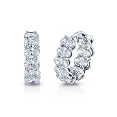 These 3.84 Carat Oval-Cut Diamond Huggie Earrings are the perfect choice for the woman who loves timeless design and wants an eye-catching level of sparkle. The oval-shaped Diamonds are by hand set in 18k white gold making them an ideal choice for everyday or a special occasion. Diamond Huggie Earrings, Huggie Earring, Diamond Dangle Earrings, Jewelry Luxury, Oval Earring