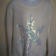 H&M Sweater With Snowflake Design, Nwot , Us 8-10y Hm Sweater, Snowflake Design, Snowflake Designs, Colorful Sweaters, Kids Shop, H&m, Color White, Fast Delivery, 10 Things