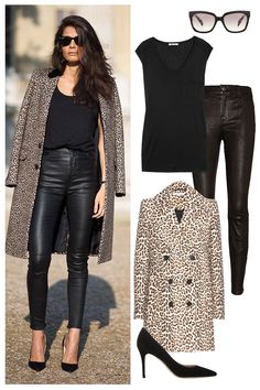 Shop the Look: The Key to Chic- HarpersBAZAAR.com Chic Over 50 Jewelry, Barbara Martelo, Bazaar Magazine, Leather Outfits, Blue Corset, Street Style Parisian, Black Leather Pants, Paris Street, Looks Chic