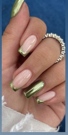 Subtle Summer Nails Square, Ferxxo Nails, Green Chrome Nails, Black Chrome Nails, Gold Chrome Nails, Chrome Nail Art, 2024 Nails, Nagellack Trends, Chrome Nails Designs